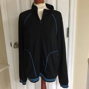 Black zip up Athletech jacket either blue piping.